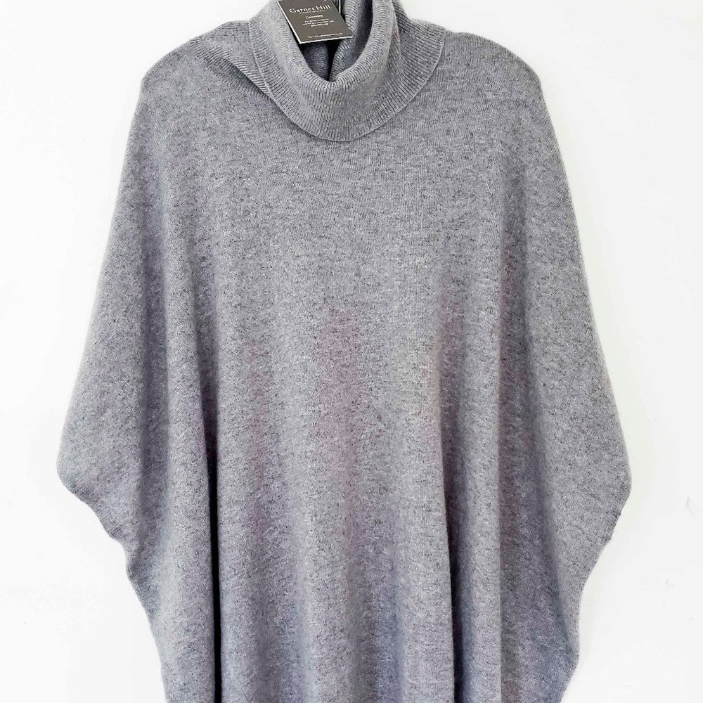 Garnet Hill Grey Cashmere Poncho Sweater NEW